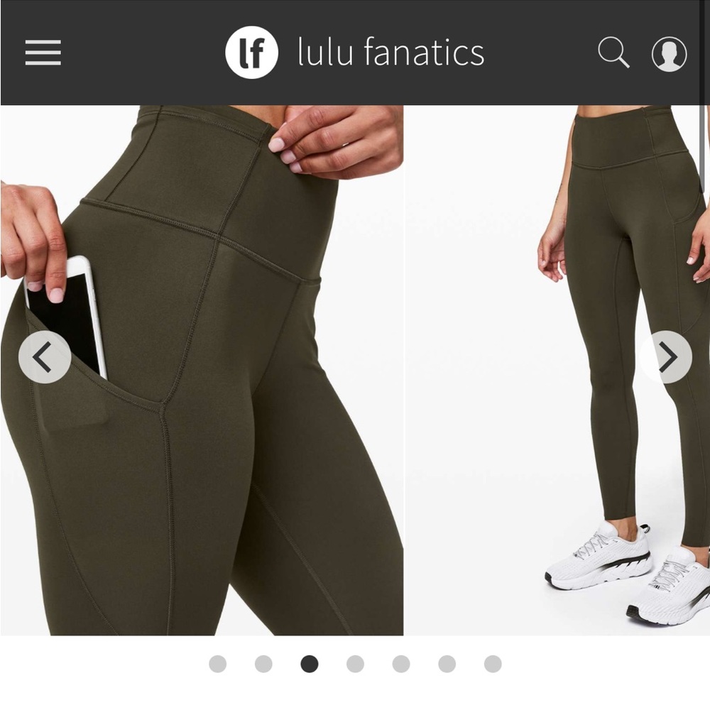 Lululemon Fast and Free Tight 31" Non-Reflective Sz 0 Tall Dark Olive 2078
